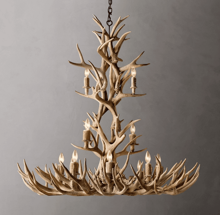 Recalled RH 48” Natural Antler Chandelier