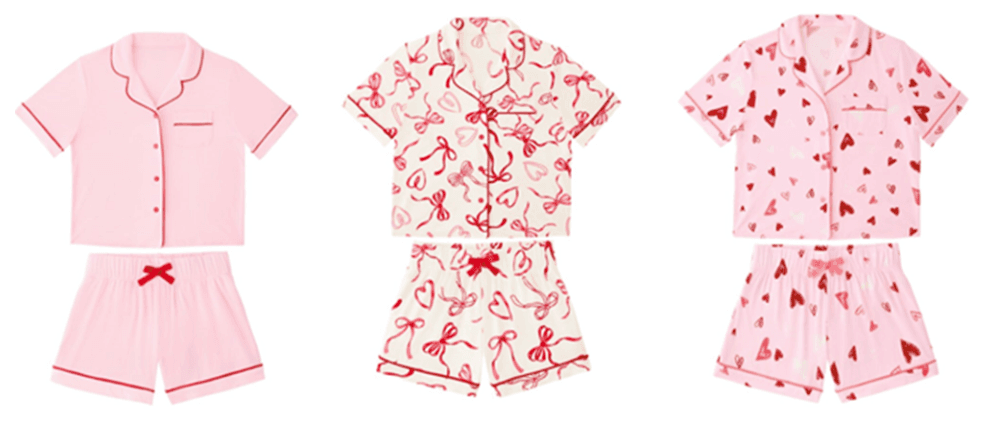 Recalled Sam's Club Member's Mark Children's Valentine SS Notch Collar pajama sets