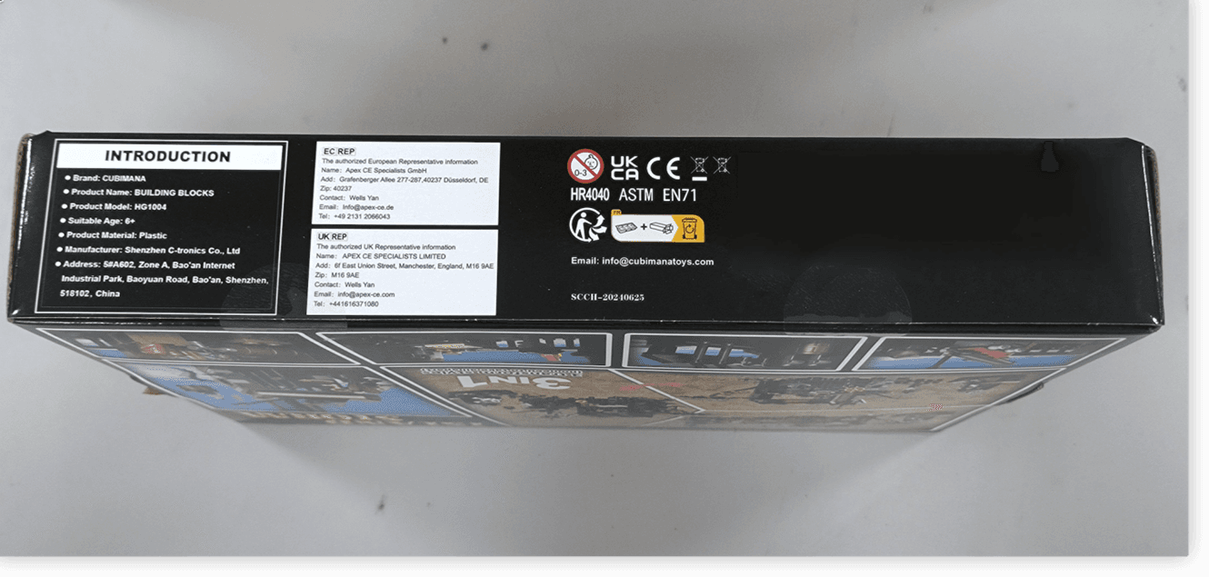 Recalled Cubimana Pirate Ship Building Set box (left side)