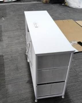Recalled Furnulem Fabric 8-Drawer Dresser in white (side)