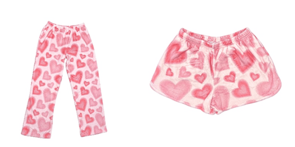 Recalled Fuzzy Heart Pajama Pants and Shorts
