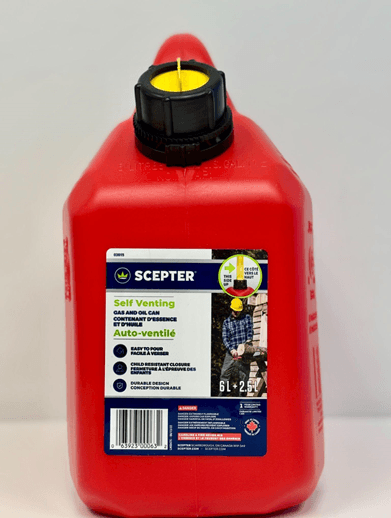 Recalled Scepter B62 Gas and Oil Fuel Container – front