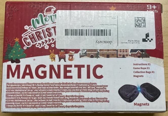 "Magnetic" is printed on the back of the recalled Christmas-themed magnetic chess games