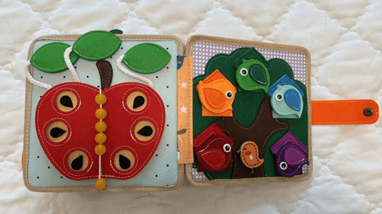 Recalled Busy Book – Apple-Themed Page with Beads