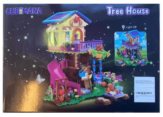 Recalled Cubimana Treehouse Building Set - back of the packaging