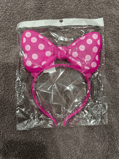 Recalled Toy Headband - Pink Bow with White Polka Dots
