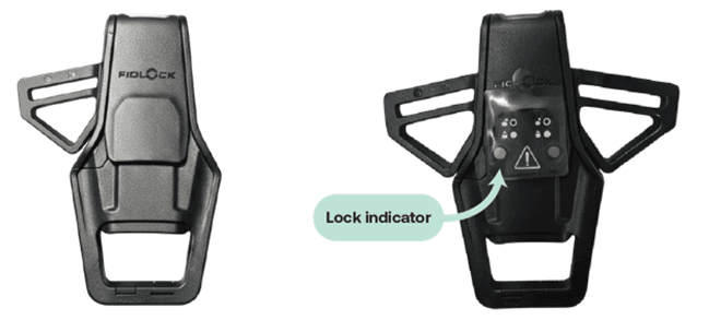 Recalled E-bike Old Buckle (left) and E-bike Replacement Buckle (right)