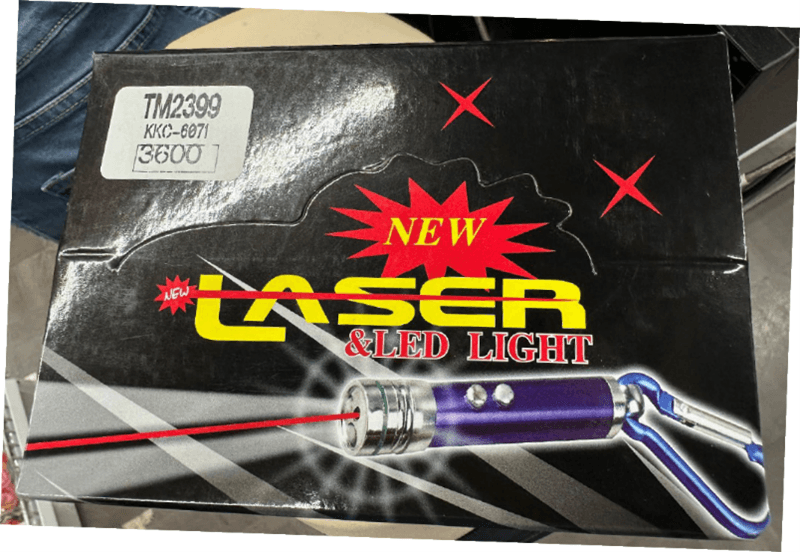 Recalled Mini Laser Pointer Keychains – Top of Box