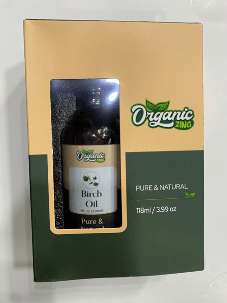 Recalled Organic Zing Birch Essential Oil Bottle – in packaging